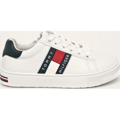 Tommy Hilfiger - Buty dziecięce. Białe trampki chłopięce TOMMY HILFIGER, bez wzorów, z gumy, sportowe, z okrągłym noskiem, bez zapięcia. Za 279,90 zł.