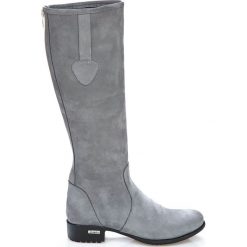 Kozaki - skóra naturalna - model 160 - kolor grafitowy. Szare kozaki damskie Zapato, na co dzień, na zimę, z jeansu, eleganckie, przed kolano, na niskim obcasie, na płaskiej podeszwie, bez zapięcia. W wyprzedaży za 349,30 zł.