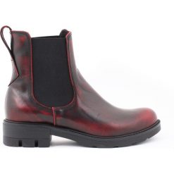 Ocieplane sztyblety na płaskim obcasie - skóra naturalna - model 479 - kolor czarno-czerwony. Czerwone botki damskie Zapato, na zimę, z jeansu, eleganckie, na niskim obcasie, na obcasie, bez zapięcia. Za 399,00 zł.
