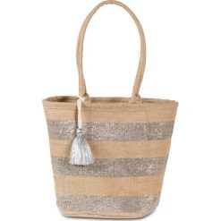 Torba pleciona bonprix naturalno-biały. Brązowe torebki klasyczne damskie bonprix, bez wzorów, bez dodatków. Za 74,99 zł.