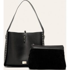 Trussardi Jeans - Torebka. Czarne torby damskie na zakupy Trussardi Jeans, w paski, z jeansu, duże, bez dodatków. W wyprzedaży za 499,90 zł.