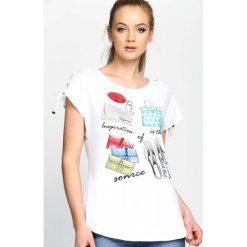 Biały T-shirt Advance Guard. Białe bluzki damskie Born2be, l. Za 54,99 zł.