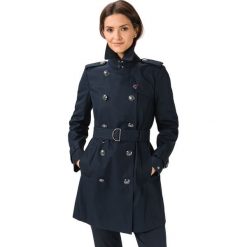 Tommy Hilfiger Megan Płaszcz Niebieski. Niebieskie kurtki damskie TOMMY HILFIGER, na wiosnę, bez wzorów, z bawełny, bez kaptura. Za 1375,95 zł.