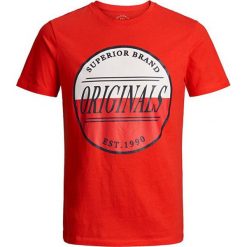 Jack&Jones Koszulka męska Jorart Brook Tee Ss Crew Neck Slim Fiery Red (rozmiar S). Czerwone koszulki męskie Jack&Jones, s, bez wzorów, bez kołnierzyka, bez rękawów. W wyprzedaży za 38,00 zł.