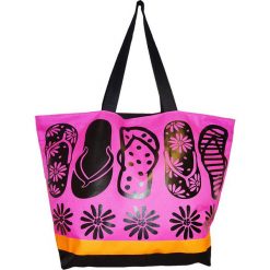 Torba plażowa "Acapulco" w kolorze czarno-różowym - 35 x 58 x 23 cm. Różowe torby damskie na zakupy Le Comptoir de la Plage, z tworzywa sztucznego. W wyprzedaży za 38,95 zł.