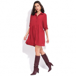 Fille Du Couturier Sukienka Damska Oriane 42 Czerwony. Czerwone sukienki Fille Du Couturier, z koszulowym kołnierzykiem, koszulowe. Za 209,00 zł.