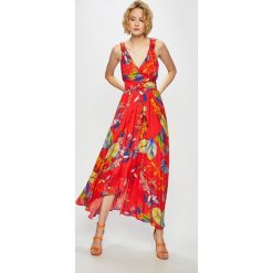 Pinko - Sukienka. Czerwone sukienki damskie Pinko, na co dzień, w kwiaty, z poliesteru, casualowe, z włoskim kołnierzykiem, bez rękawów, maxi, rozkloszowane. W wyprzedaży za 999,90 zł.