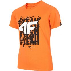 T-shirt chłopięcy (122-164) JTSM220A - pomarańcz neon. Czerwone t-shirty chłopięce 4F JUNIOR, z nadrukiem, z materiału, bez rękawów. Za 34,99 zł.