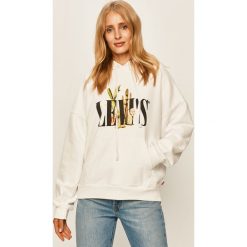 Levi's - Bluza. Białe bluzy damskie Levi's®, s, z nadrukiem, z bawełny, bez rękawów, z kapturem. Za 329,90 zł.