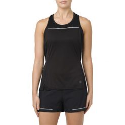 Koszulka Asics Singlet Lite Show Tank W Czarna. Czarne bluzki damskie Asics, bez wzorów, z materiału, bez kołnierzyka, bez rękawów. Za 119,99 zł.