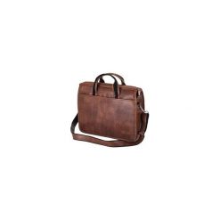 Brązowa męska torba na ramię, laptopa SOLIER S13. Pomarańczowe torby męskie skórzane marki Solier, w paski, ze skóry, klasyczne, na ramię. Za 149,00 zł.