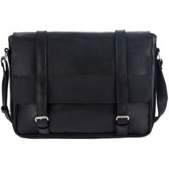 TORBA MĘSKA NA RAMIĘ CZARNA. Czarne torby męskie skórzane Solier, w paski, z jeansu, vintage, na ramię. Za 139,90 zł.