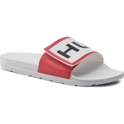 Klapki HUNTER - Org Adj Logo Slide WFD4018EVA White. Białe klapki damskie Hunter, bez wzorów, z tworzywa sztucznego, bez obcasa. W wyprzedaży za 179,00 zł.