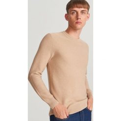 Sweter z bawełny organicznej - Beżowy. Brązowe swetry męskie Reserved, s, bez wzorów, z bawełny, bez kołnierzyka, bez kaptura. Za 99,99 zł.