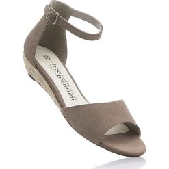 Czółenka: Espadryle skórzane na koturnie bonprix brunatny