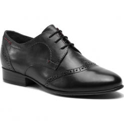 Oxfordy TAMARIS - 1-23217-21 Black 001. Czarne creepersy damskie Tamaris, ze skóry. Za 229,90 zł.