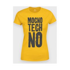 Koszulka damska Mocno Techno. Koszulki damskie MegaKoszulki, m, bez wzorów, z bawełny, z podwójnym kołnierzykiem. Za 54,90 zł.