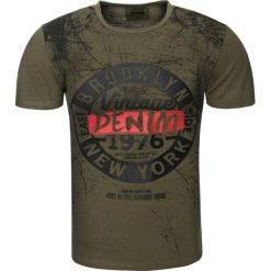 Koszulka męska t-shirt z nadrukiem zielony Recea. Zielone koszulki męskie Recea, s, z nadrukiem, z bawełny, klasyczne, bez kołnierzyka. Za 29,99 zł.