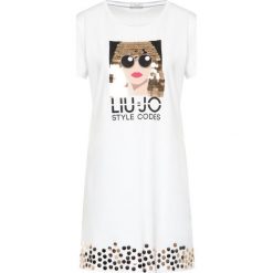 Sukienka letnia Liu Jo Beachwear VA0168 J5003. Białe sukienki damskie Liu Jo Beachwear, na lato, l, bez wzorów, z elastanu, bez kołnierzyka, bez rękawów. Za 399,00 zł.