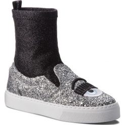 Sneakersy CHIARA FERRAGNI - 18AI-CF2094 Silver/Black. Szare półbuty damskie Chiara Ferragni, na imprezę, bez wzorów, ze skóry, bez obcasa, bez zapięcia. W wyprzedaży za 559,00 zł.
