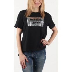 Trussardi Jeans Koszulka Czarny. Czarne koszulki damskie Trussardi Jeans, m, z nadrukiem, z bawełny, bez kołnierzyka. Za 292,95 zł.