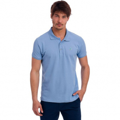 Koszulka polo w kolorze błękitnym. Niebieskie koszulki polo Polo Club Men, m, z haftami, z bawełny. W wyprzedaży za 86,95 zł.