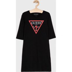 Guess Jeans - Sukienka dziecięca 118 - 175 cm. Czarne sukienki dziewczęce Guess Jeans, z nadrukiem, z bawełny, casualowe, bez rękawów, proste. Za 179,90 zł.