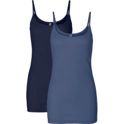 Top (2 szt. w opak.) bonprix indygo + ciemnoniebieski. Niebieskie bluzki damskie marki bonprix, z bawełny, na ramiączkach. Za 27,98 zł.
