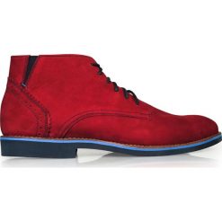 Czerwone nubukowe trzewiki męskie BZ8. Czerwone buty sportowe męskie Modini Moda Męska, na jesień, ze skóry, na sznurówki. Za 297,00 zł.