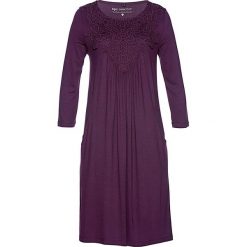 Sukienka shirtowa Premium z koronką bonprix czarny bez. Fioletowe sukienki damskie bonprix, w koronkowe wzory, z koronki, bez kołnierzyka, bez rękawów. Za 139,99 zł.