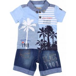 T-shirty chłopięce z krótkim rękawem: 2-częściowy zestaw w kolorze niebieskim