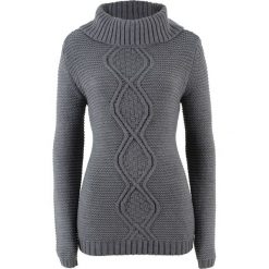 Sweter z warkoczem bonprix szary melanż. Szare swetry klasyczne damskie bonprix. Za 74,99 zł.