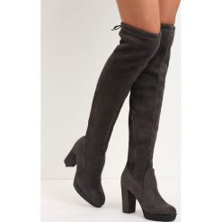 Ciemnoszare Kozaki More Strength. Szare buty zimowe damskie Born2be, z okrągłym noskiem, na wysokim obcasie, na obcasie. Za 149,99 zł.