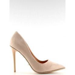 Brązowe Eleganckie szpilki damskie beżowe NF-23P Beige. Pomarańczowe czółenka damskie ButyModne, bez wzorów, z zamszu, na wysokim obcasie, na szpilce. W wyprzedaży za 117,74 zł.