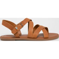 Toms - Sandały. Żółte klapki damskie Toms, bez wzorów, ze skóry, bez obcasa. W wyprzedaży za 239,90 zł.