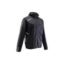 Kurtka do biegania RUN RAIN męska. Czarne kurtki sportowe męskie marki KALENJI, s, z poliesteru, do biegania. Za 99,99 zł.