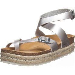 Buty damskie: Skórzane klapki w kolorze srebrnym
