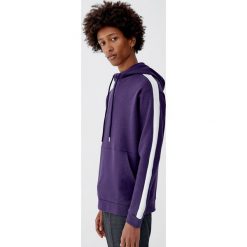 Bluza z kapturem i pasami na rękawach. Szare bluzy męskie Pull&Bear, m, bez wzorów, z kapturem, bez rękawów, z kapturem. Za 79,90 zł.