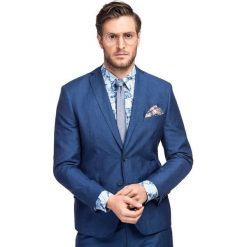 LEONARDO SLIM GGNS900093. Niebieskie marynarki męskie Giacomo Conti, m, bez wzorów, z jedwabiu, eleganckie. Za 898,00 zł.