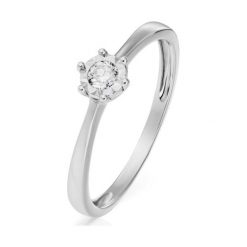 Pierścionek Białe Złoto - złoto białe 585, Brylant 0,10ct. Żółte pierścionki damskie W.KRUK, z brylantem, złote. Za 1849,00 zł.