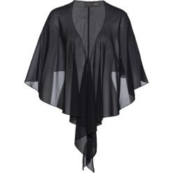 Bluzka narzutka bonprix czarny. Czarne koszulki damskie bonprix, bez wzorów, z materiału, eleganckie, bez kołnierzyka, bez rękawów. Za 44,99 zł.