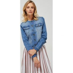 Katana jeansowa. Niebieskie kurtki damskie Moodo, m, bez wzorów, z elastanu, długie. Za 139,99 zł.