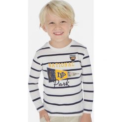 Mayoral - Longsleeve dziecięcy 92-134 cm. Białe t-shirty chłopięce Mayoral, z nadrukiem, z bawełny, z długim rękawem. Za 73,90 zł.