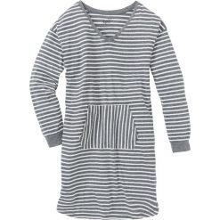 Koszula nocna bonprix szary melanż - biel wełny w paski. Szare koszule nocne damskie bonprix, w paski, z wełny. Za 44,99 zł.