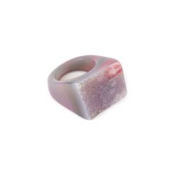 InspiRING Druza Agatu Szaro-Różowa rozmiar 18. Różowe pierścionki damskie Brazi druse jewelry, z agatem. Za 270,00 zł.