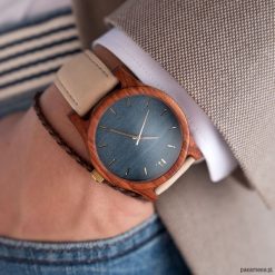Zegarki męskie: Drewniany zegarek męski classic 43 mm n016