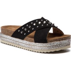 Espadryle XTI - 48829 Negro. Czarne espadryle damskie Xti, z aplikacjami, ze skóry, bez obcasa. W wyprzedaży za 149,00 zł.