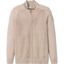 Sweter rozpinany z bawełny z recyclingu bonprix beżowy melanż. Brązowe swetry męskie bonprix, s, bez wzorów, z bawełny. Za 44,99 zł.