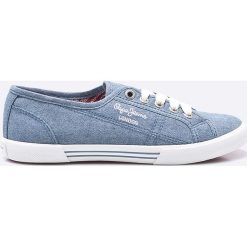 Pepe Jeans - Tenisówki. Niebieskie tenisówki damskie marki Pepe Jeans, z jeansu, na sznurówki. W wyprzedaży za 139,90 zł.