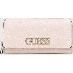 Guess Jeans - Portfel. Żółte portfele damskie marki Guess Jeans, z aplikacjami, z jeansu. Za 279,90 zł.